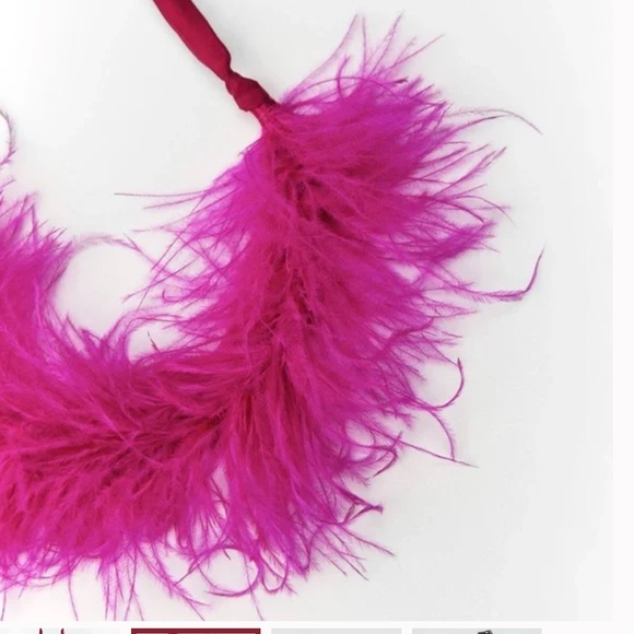 NWT Zara feather necklace fuchsia - Picture 3 of 4